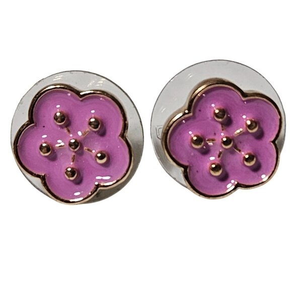 Elegant Retro 80s 90s Pink Flower Stud Earrings Chic Fashion Jewelry Women - Picture 1 of 3